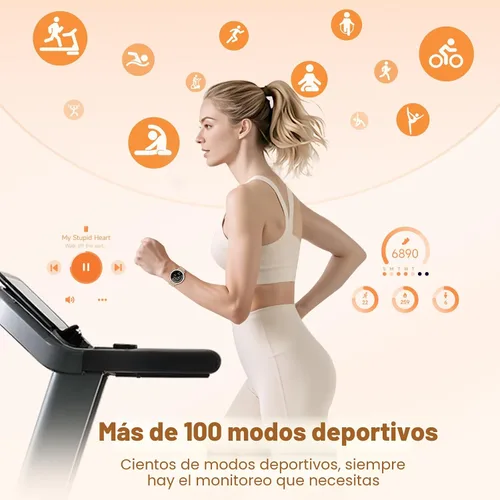 Vista 5 de KEEPONFIT Reloj inteligente para hombres/mujeres Android y iPhone, pantalla táctil de 1.27" (3,23 cm), rastreador de fitness con responder/hacer