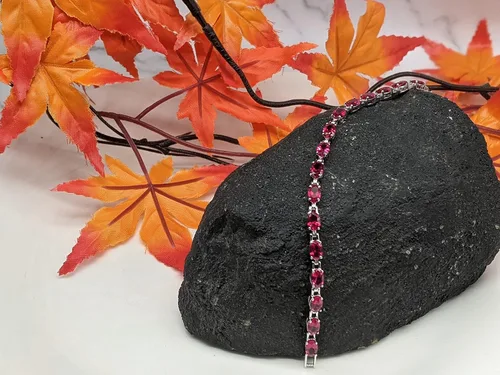 Vista 8 de Silver Smile 925 Sterling Silver Gemstone Bracelets for Women and GirlsAttractive Tennis Bracelet in 7.25" Length with Secure Lock Comes in a Suede
