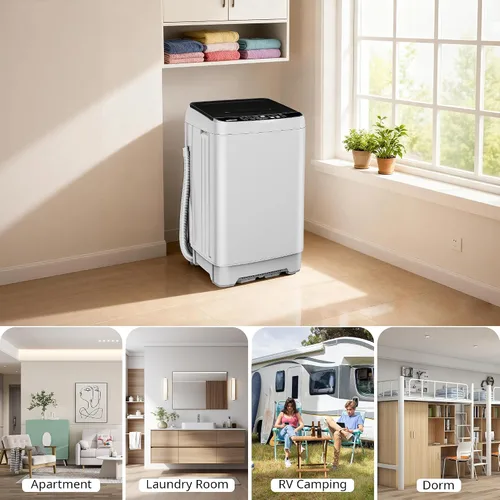 Vista 7 de Lavadora portátil, lavadora portátil completamente automática de 17.7 libras, lavadora pequeña, 10 programas de lavado, temporizador de 24 horas