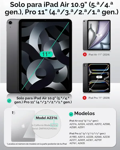 Vista 2 de ESR Protector de pantalla para iPad Pro de 11 pulgadas (2022/2021/2020/2018), protector de pantalla para iPad Air 5/4, película de vidrio templado
