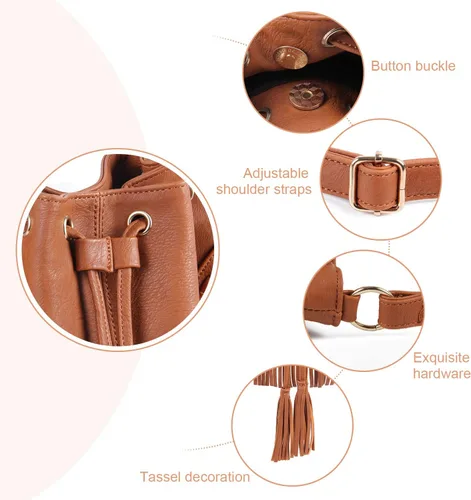 Vista 5 de Lanpet Bolso cruzado con borlas y flecos para mujer, bolso de hombro bohemio para ocio