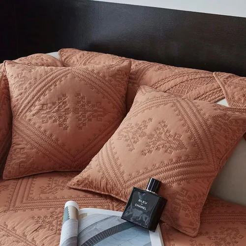 Vista 14 de vctops Funda para sofá con bordado geométrico bohemio, de algodón neutro, acolchada, funda antideslizante y suave para sofá modular para perros Azul