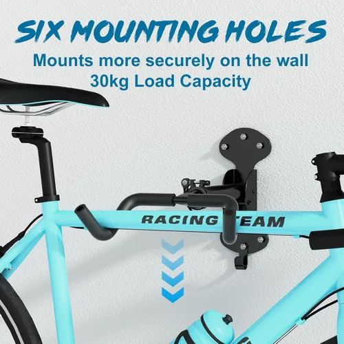 Vista 2 de Urban Deco Soporte de pared para bicicleta de 66 libras, capacidad de carga extensible, 6 pulgadas, soporte para bicicleta, garaje, diseño