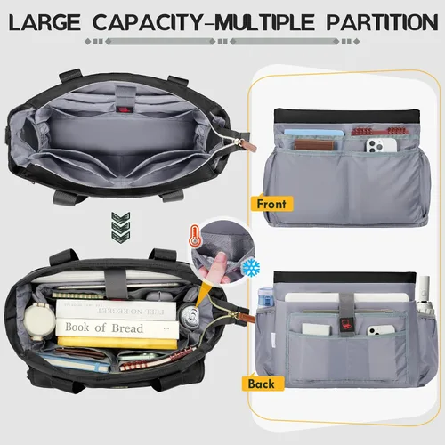 Vista 3 de RAINSMORE Bolsa de mano para profesores de 15.6 pulgadas para laptop para mujeres con bolsa pequeña, bolsas de trabajo, bolsa de enfermera, maletín