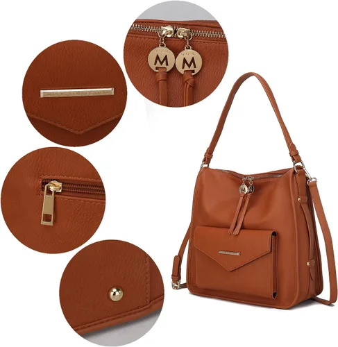Vista 6 de MKF - Bolso Hobo de moda para mujer, de piel sintética, con asa superior, con correa para el hombro, para mujer