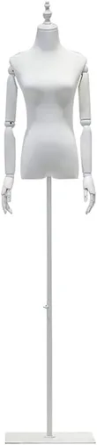 Vista 7 de Vestido femenino ajustable forma maniquí torso 51.2-72.8 in - Perfecto para ropa, exhibición de joyas y costura, incluye brazos/cabeza y base