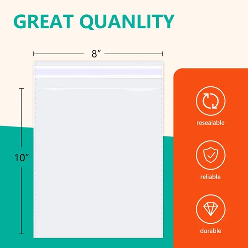 Vista 2 de iMailer - 500 unidades - Bolsas de celofán de plástico transparente de 8 x 10 pulgadas - Bolsas de celofán autosellables resellables para tarjetas