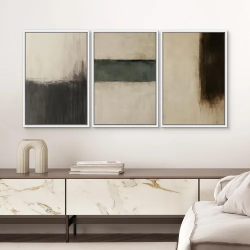 Vista 113 de SIGNWIN Lienzo enmarcado para pared, juego de arte pastel con cadena montañosa, bosque, niebla, naturaleza silvestre, ilustraciones modernas, arte