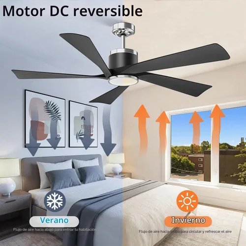 Vista 3 de TXCSLY - Ventilador de techo negro moderno de 52 pulgadas con luz y control