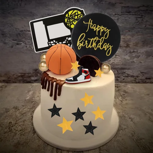 Vista 5 de Adornos para Tarta de Baloncesto 21 piezas, Adornos Temáticos de Baloncesto para Deportes, NBA, March Madness, Jordan, Suministros para Fiestas