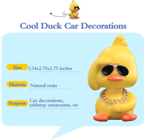 Vista 5 de Wonuu Decoración de coche de pato tembloroso – Lindo adorno de coche de pato amarillo con muñeca de cabeza agitada fresca para decoración