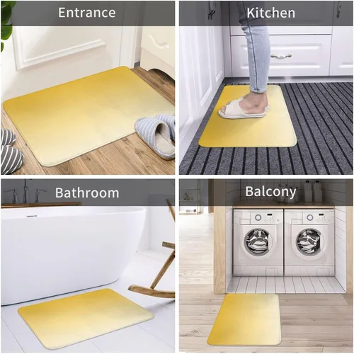 Vista 7 de OOZ Alfombrillas de baño antideslizantes y absorbentes, cómodas alfombras de baño de franela para cama, hermosas flores doradas y mariposas
