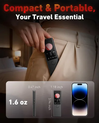 Vista 8 de Detectores de Cámaras Ocultas Anti-Espía - Rastreador GPS y Detector de Micrófonos 6 en 1, Escáner de Señal, Protector de Privacidad Recargable