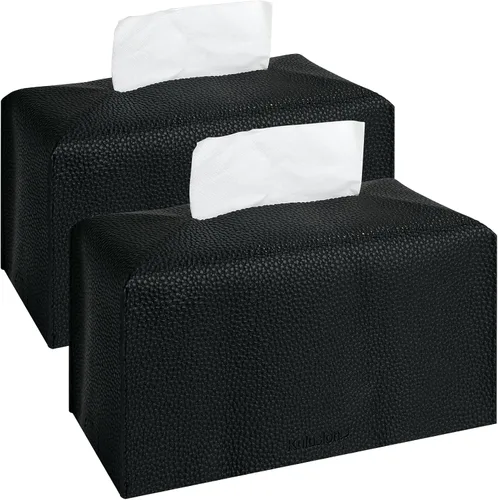 Vista 9 de 2 soportes para caja de pañuelos, cuadrado con cinturón inferior, cubierta de cubo de piel sintética, organizador decorativo para mesa, baño