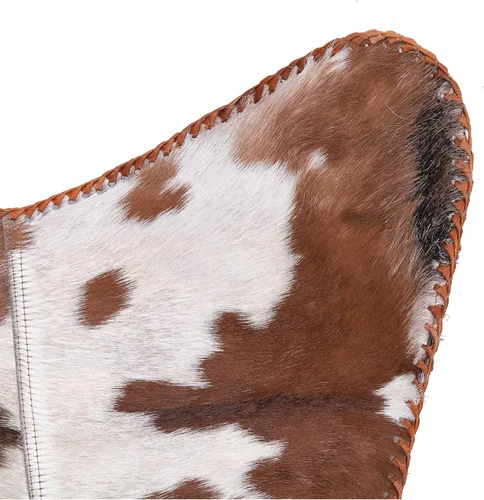 Vista 8 de cuero Silla de mariposa de cuero hecha a mano para sala de estar, silla de cuero cosido a mano mariposa (blanco bronceado)