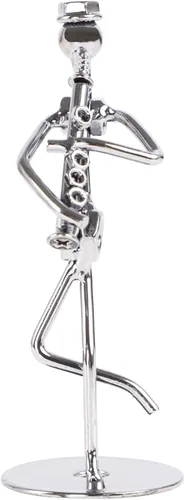 Vista 10 de Pequeña escultura de hierro, músico de metal, decoración de figuras de arte, regalo de estatua de hombre musical, exhibición para escritorio