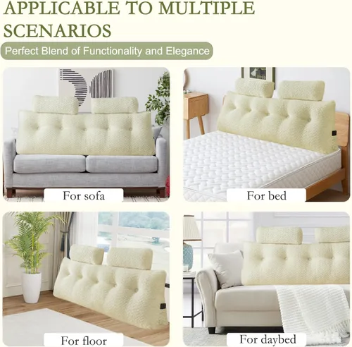 Vista 9 de Almohada de cuña para cabecero YOUR MOON con paquete de 2 almohadas de cuello enrollables, almohada de respaldo triangular para cabecero para cama