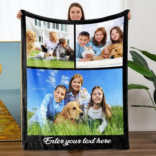 Vista 11 de Mantas personalizadas con fotos, manta personalizada con nombre de imagen para esposa, marido, novio, novia, aniversario, Navidad, cumpleaños, 1 Foto