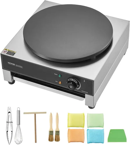 Vista 9 de VEVOR máquina eléctrica para hacer crepés, máquina comercial para crepés de 16 pulgadas, plancha plana de 1700W para crepes, máquina antiadherente
