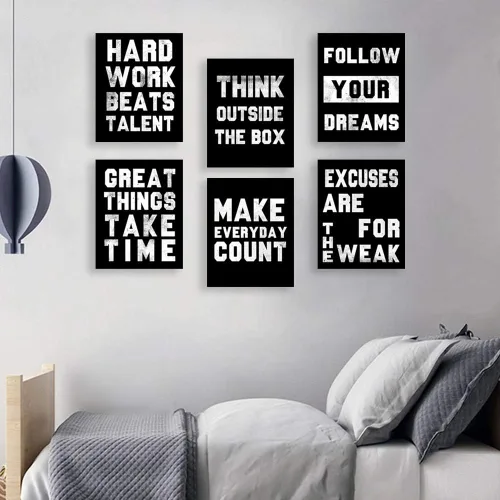 Vista 7 de Homanga Pósteres motivacionales para pared, impresiones artísticas positivas para decoración de oficina, juego de 6, arte de pared con cita