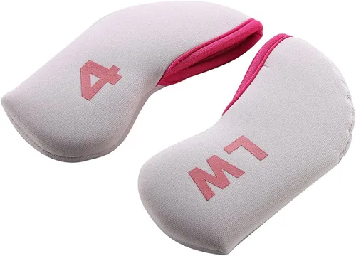 Vista 2 de 12 unids Golf Club Iron Head Covers Neopreno Hierro Cubierta 3-LW Proteger Caso Blanco y rosa
