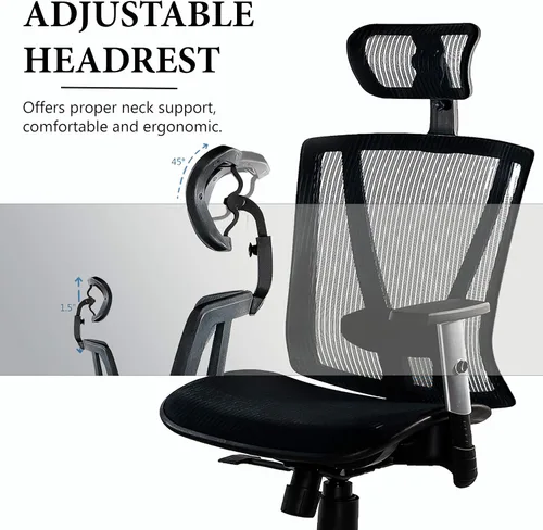 Vista 5 de Altura ergonómica ajustable, oficina en casa, malla, escritorio, soporte lumbar de computadora, alivio de espalda, cómoda silla transpirable, 52