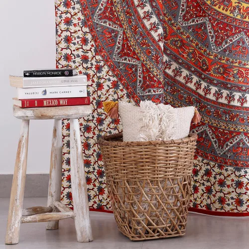 Vista 3 de Popular Handicrafts Paneles de cortina indios hippie bohemio hermoso elefante mandala blanco roto rojo
