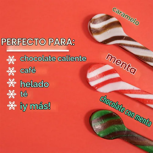Vista 4 de Surtido de cucharas de caramelo de Navidad, agitador de cacao, juego de 3, 36 piezas en total