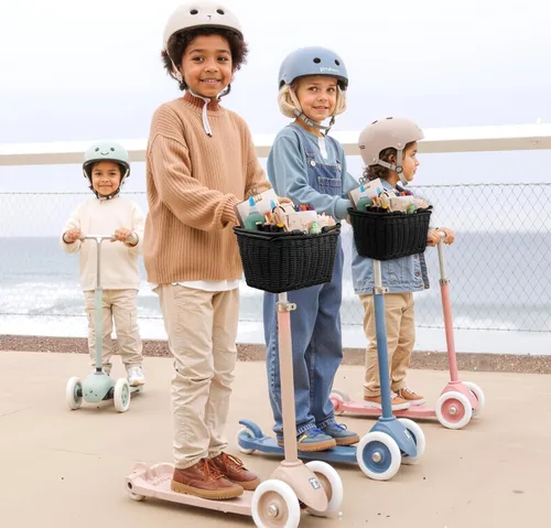 Vista 3 de Cesta de bicicleta para niños, canasta delantera para bicicleta para niños, pequeña cesta de mimbre para niños y niñas, cesta pequeña de mimbre