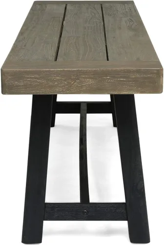 Vista 8 de Christopher Knight Home Toby Outdoor Banco de madera de acacia, acabado gris arenado y negro