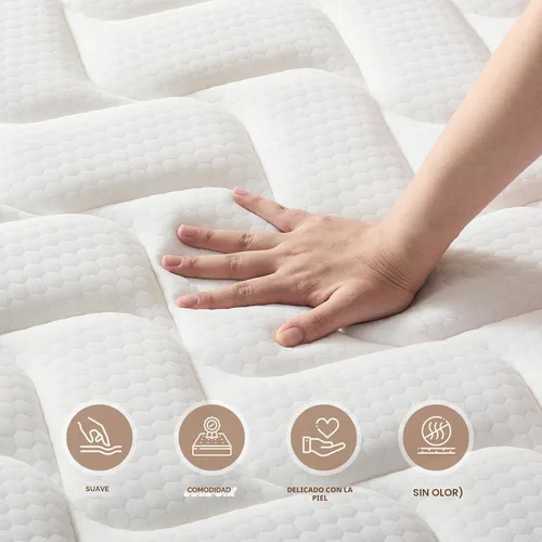 Vista 6 de Moccona Colchones híbridos de espuma viscoelástica de 14 pulgadas en caja con resorte independiente, suave y cómodo, alivio de presión, certificado