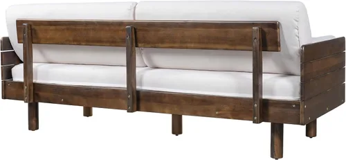 Vista 9 de Christopher Knight Home Sofá de patio de madera de acacia para exteriores, sofá de 3 asientos para exteriores con cojines y almohadas extraíbles
