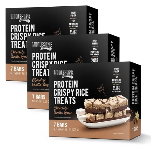 Vista 15 de Barritas de Arroz Crujiente de Proteína, 15g de Proteína, 3g-7g de Carbohidratos Netos, Bajo en Carbohidratos, Esponjoso, Suave, Gomoso, Sin Gluten