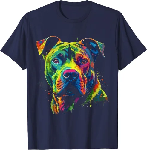 Vista 9 de Pit Bull Mom Dog Lover - Camiseta artística para mujer, Negro