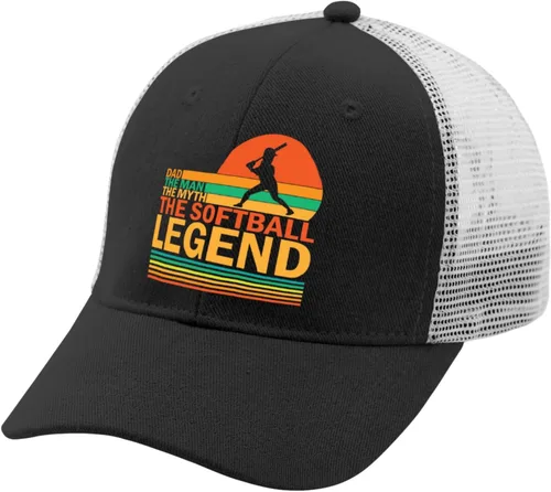 Vista 2 de Dad The Mans The Myth The Softball Legend - Sombrero de vaquero de Estados Unidos AllBlack para mujer, sombrero de sol, regalos para papá, sombreros