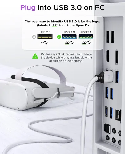 Vista 6 de WARRKY Cable de enlace de 16 pies Cable de 0.236in más grueso, transferencia más estable USB 3.1 de 5 Gbps, carga rápida de 3 A, compatible