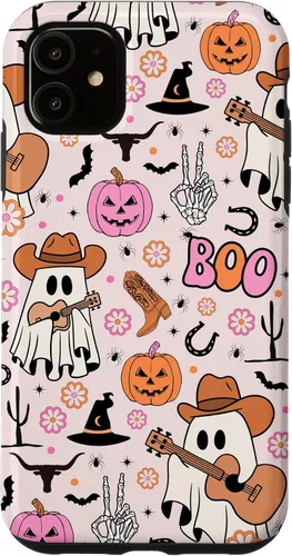 Vista 8 de Spooky Ghost Cowboy Cute Halloween Boo Western Retro Pastel Case for iPhone 17