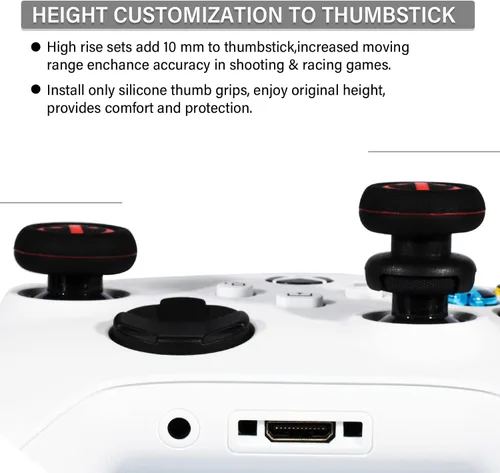 Vista 4 de Extensor de palanca de pulgar FPS e impresión de goma cubierta de agarre de silicona 2 juegos para Xbox Series XS y Xbox One Controller (mmortal)
