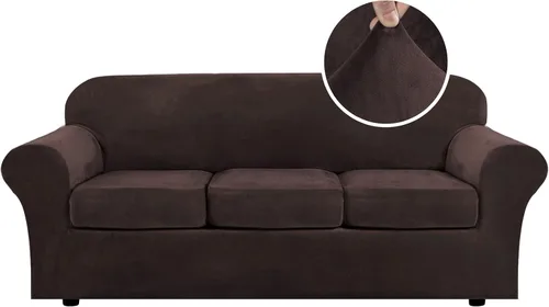 Vista 42 de H.VERSAILTEX - Funda elástica para sofá de 2 piezas, funda protectora de terciopelo, suave, con parte inferior elástica, con un ancho de hasta 49