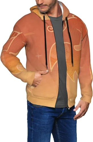 Vista 3 de RAUGAJ Sudadera con capucha con cremallera para hombre, sudadera de moda con capucha para adolescentes, sudadera deportiva de otoño e invierno