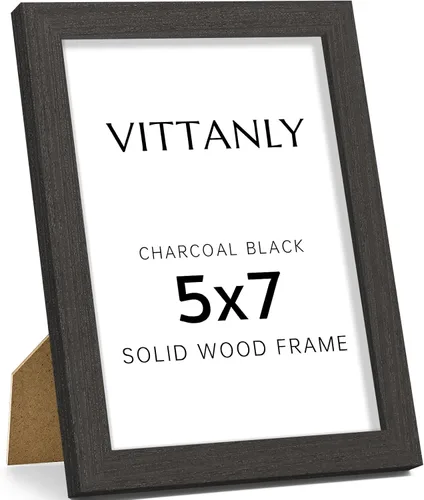 Vista 70 de Vittanly - Marco de fotos de 4 x 6 pulgadas de madera maciza con plexiglás, incluye paspartú de 3,5 x 5, para colgar en la pared o poner sobre una