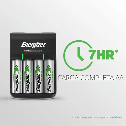 Vista 3 de Energizer Cargador básico de recarga con 2 baterías recargables AA NiMH (incluidas), indicador led