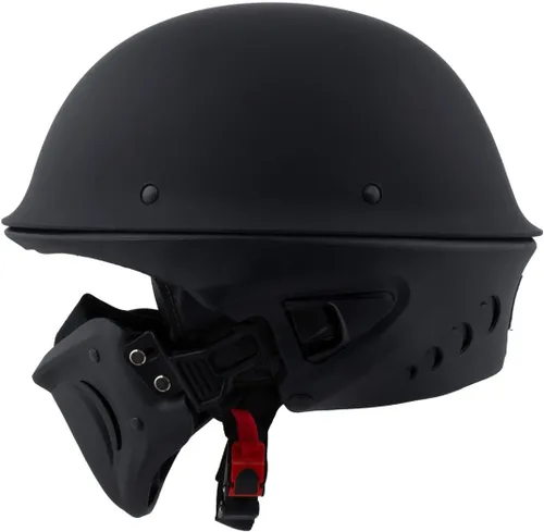 Vista 5 de Milwaukee Helmets MPH9830DOT Rascal 3/4 Open Face Flat Black 2 en 1 Casco de motocicleta Biker