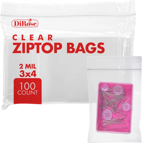 Vista 21 de DiRose Paquete de 1000 bolsas de plástico transparentes con cierre de 2 mil de 1 x 1 pulgada, cierre superior resellable para almacenamiento