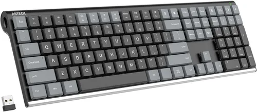 Vista 7 de Arteck Teclado inalámbrico mecánico 2.4G USB, interruptores marrón Tacktile Negro
