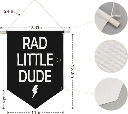 Vista 4 de QODUNG Rad Little Dude - Bandera de lona para colgar en la pared, decoración de pared para habitación de adolescentes, sala de juegos, habitación