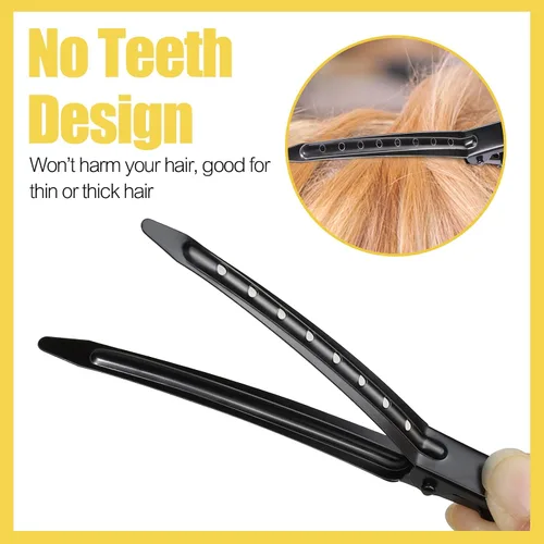 Vista 3 de YGDZ Pinzas de pico de pato, 30 pinzas de pelo de cocodrilo de metal de 3.5 pulgadas con agujeros, pinzas para el cabello para seccionar peinados