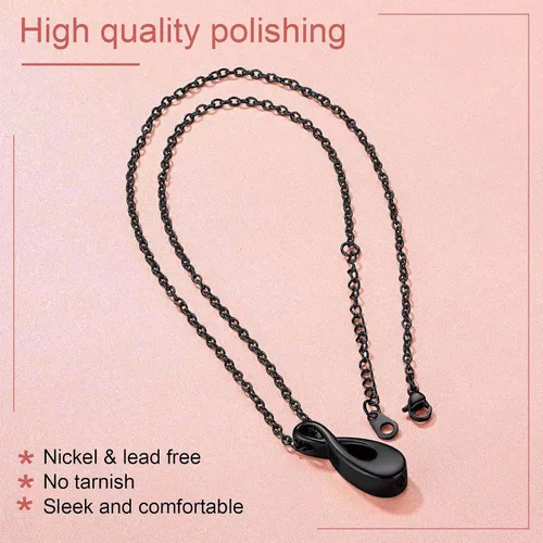 Vista 220 de FindChic Collares personalizados con urna para cenizas, barra vertical, gato, luna, reloj de arena, garra de perro, acero inoxidable, chapado en oro