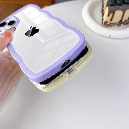 Vista 6 de Funda para iPhone 15 Plus, diseño femenino rizado, ondulado, transparente, de silicona, híbrido, a prueba de golpes, ultrafino, estético, protector