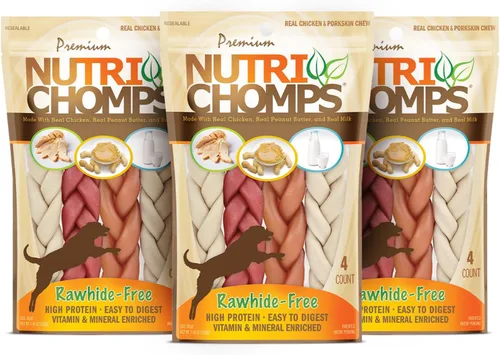 Vista 12 de NutriChomps Masticables para Perros, Trenzas de 6 Pulgadas, Fáciles de Digerir, Snacks para Perros sin Piel Cruda, Saludables, Pollo Real, Sabores a